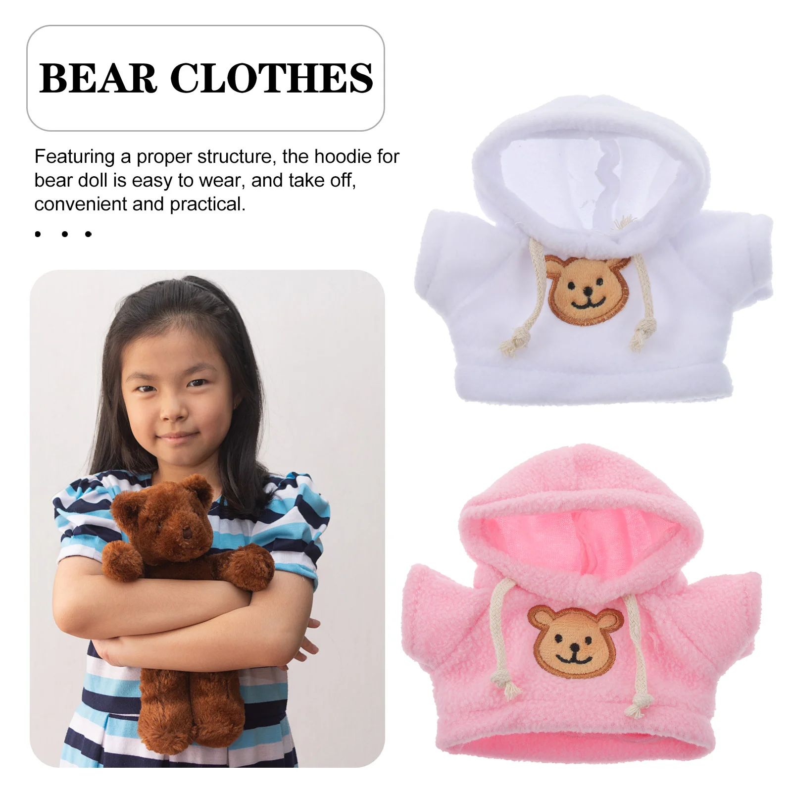 2 pçs urso roupas traje brinquedo decoração de pelúcia hoodies menina brinquedos roupa bonecas mini para