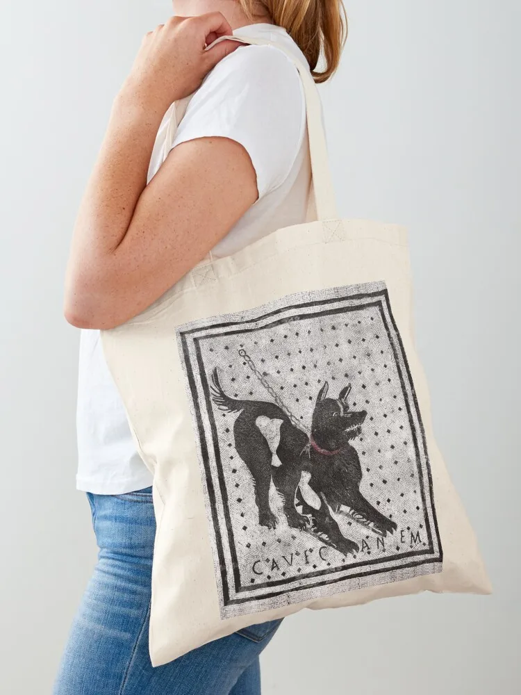 

Cave Canem - Beware of Dog - Pompeii Latin Mosaic Tote Bag Lady bag eco pack custom tote bag