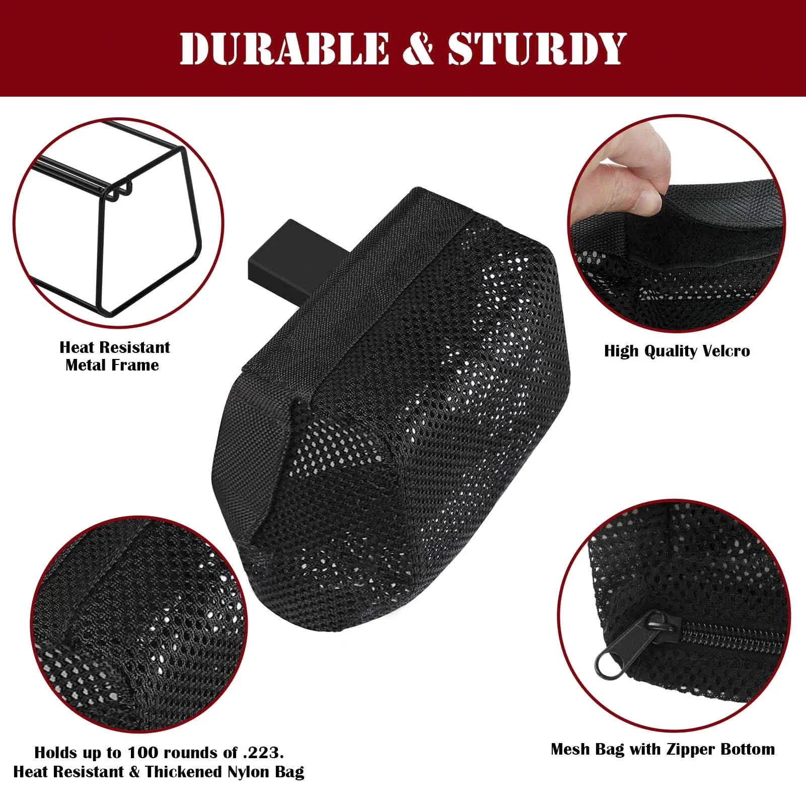 Quick‑Release Detachable Mesh Shell Collector, Heat‑Resistant Spent Shell Recycling Storage Pouch for Outdoor Range Activities