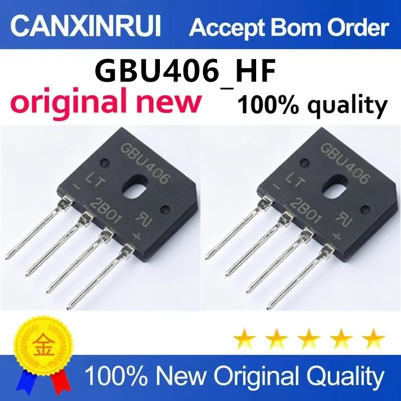 (5-100pieces)Original genuine GBU406 4A/600V flat bridge rectifier bridge stack glass passivated rectifier