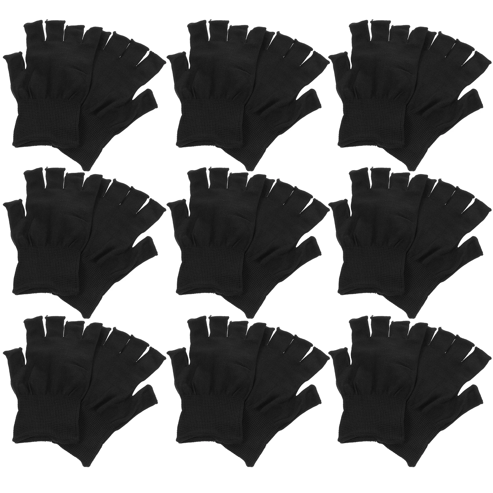

15 Pairs Black Nylon Half Finger Gloves for Men Women Moisturizing Work Industry Non Slip Protective Gloves Thin Design Durable