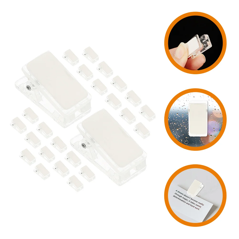 35 Pcs Acrylic Self-Adhesive Clip Work Cute Paper Clips Plastic Badge for Id Card