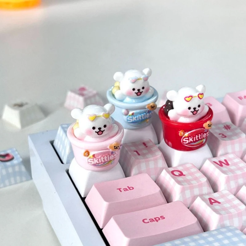 

Little Dog Rainbow Sugar Bucket Theme Keycaps Set 3D Resin Artisan KeyCaps Custom Keycaps for Mechanical Keyboard Accessories