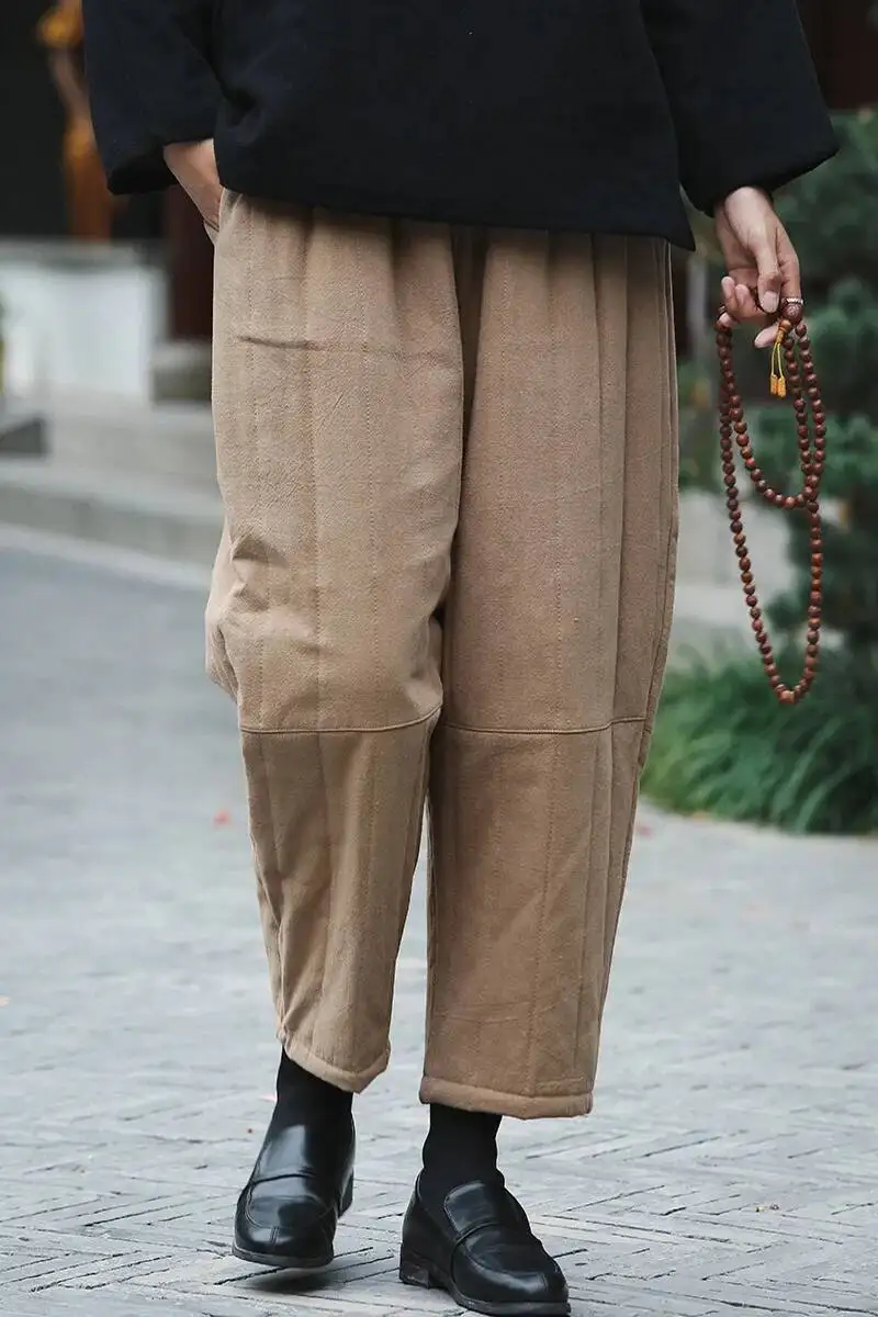 UMI MAO القطن القنب السراويل النساء الخريف الشتاء الأدب الفن عارضة القطن كليب الدافئة فضفاض الرجعية ضئيلة القطن عارضة السراويل