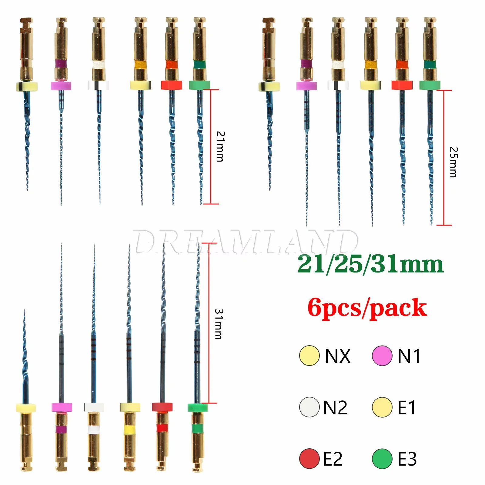 

Dental Wireless Cordless LED Endo Motor 16:1 Contra Angle Endodontic Root Canal Treatment/6PCS Niti Rotary Files 21/25/31MM