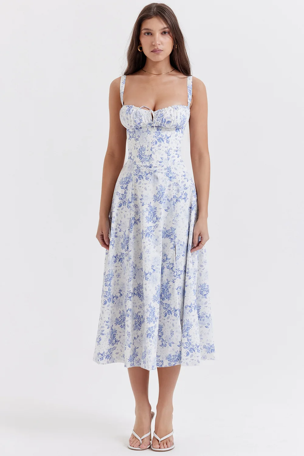 Robe mi-longue élégante à imprimé Floral pour femmes, tenue trapèze, vêtements féminins, robes tendance, été 2025