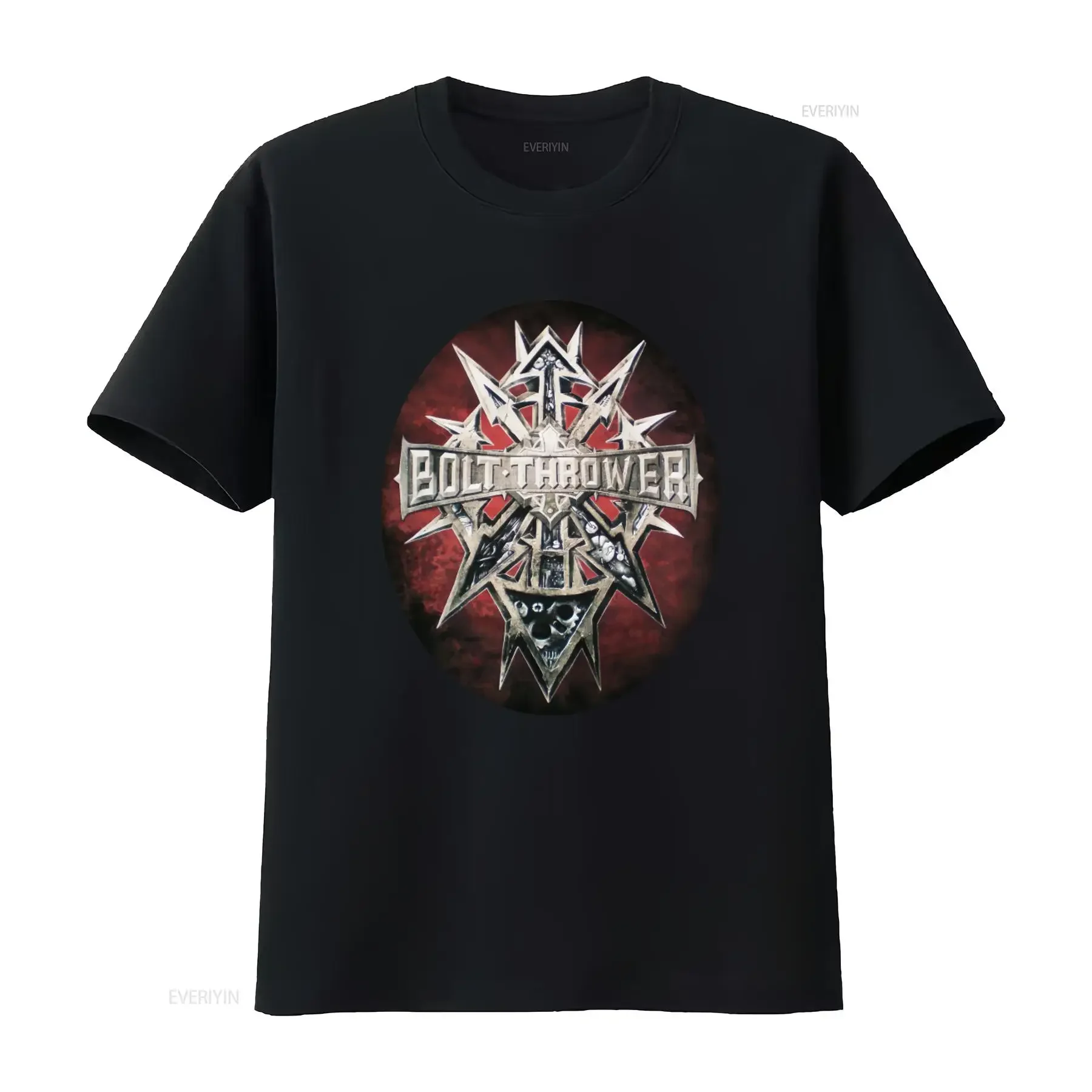 Bolt Thrower T Shirt Medium Size Heavy Metal Band Design Skull Spikes Print Perfect for Rock Fans vintage Washed Versatile
