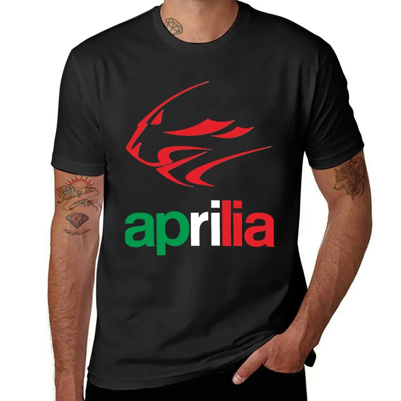 

Итальянская футболка с логотипом Aprilia Essential, большие размеры, мужские топы, одежда