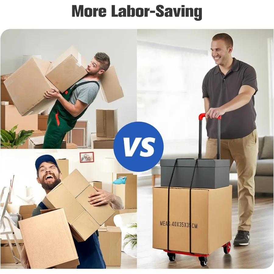 شاحنة يدوية قابلة للطي بسعة 290 رطلًا عربة دوللي مع عجلات شاحنة يدوية قابلة للطي دوللي خفيفة الوزن ومحمولة عربة المرافق لـ Airpor #5