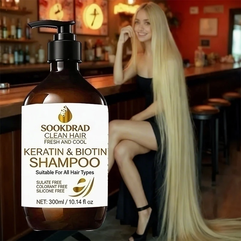 

Keratin & Biotin Shampoo, Silicone Free, Strengthen Hair Fibers, Smooth Texture, For All 300ml