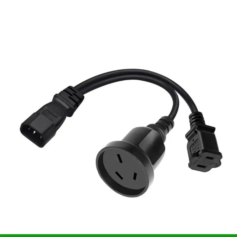 U55C 3-Prong C14 to 1-15R+AU Connector Adapter Cord Male Plug to Female Socket Converter Cable Y-splitter