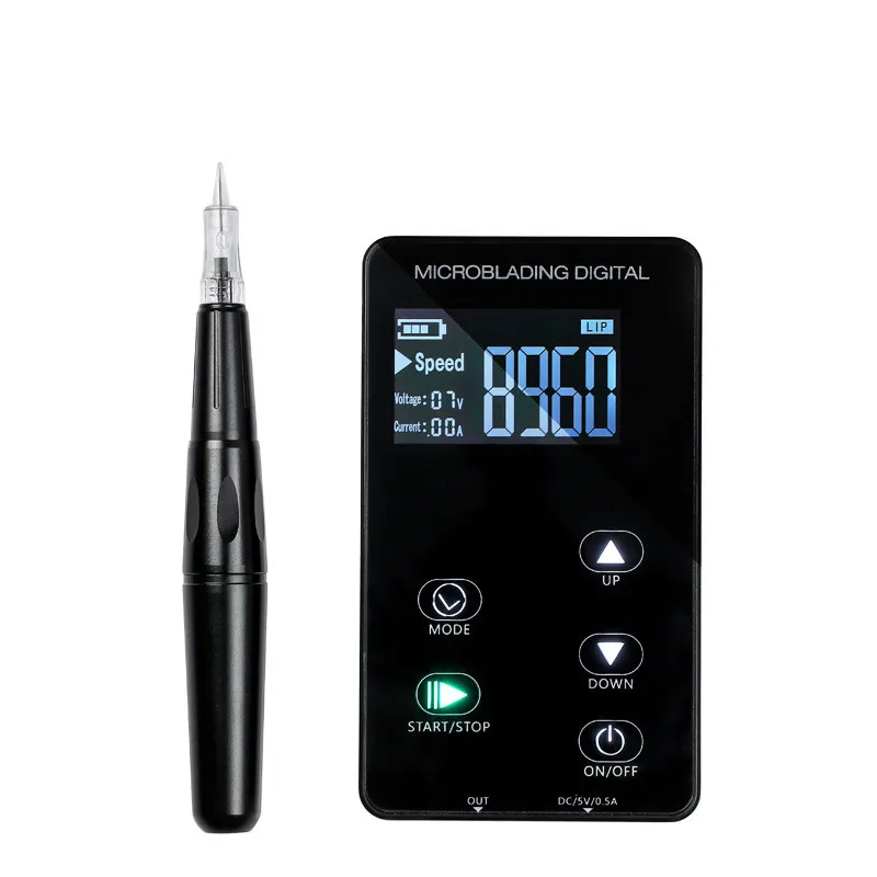 Specialized Black Square Portable Electric Smart Device PMU Battery Permanent Makeup Machine Pen Kit With 2pcs tattoo Needle