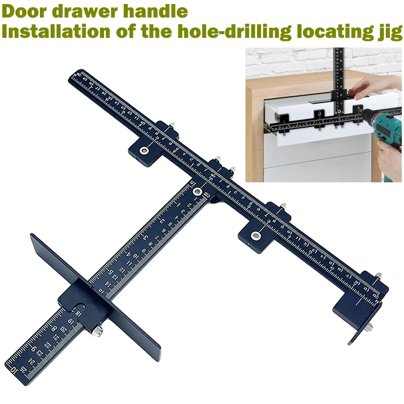 

Adjustable drilling locator Positioning ruler for precise installation of handles for kitchen cabinet drawers Drill guide rail