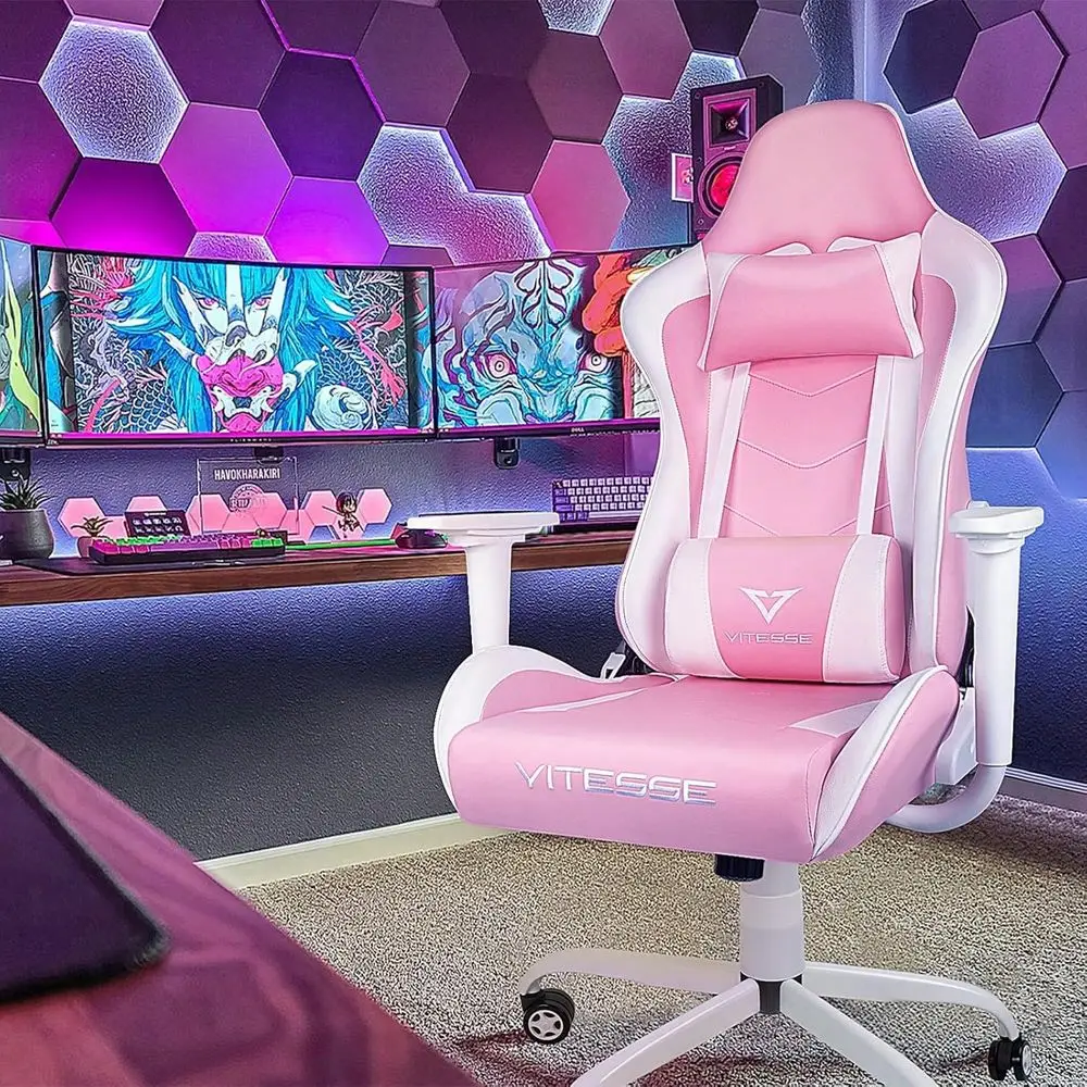 Gaming Chair For Adults, 330 Lbs PC Computer Chair, Racing Office Chair, Silla Gamer Height Adjustable Swivel Chair With Lumbar