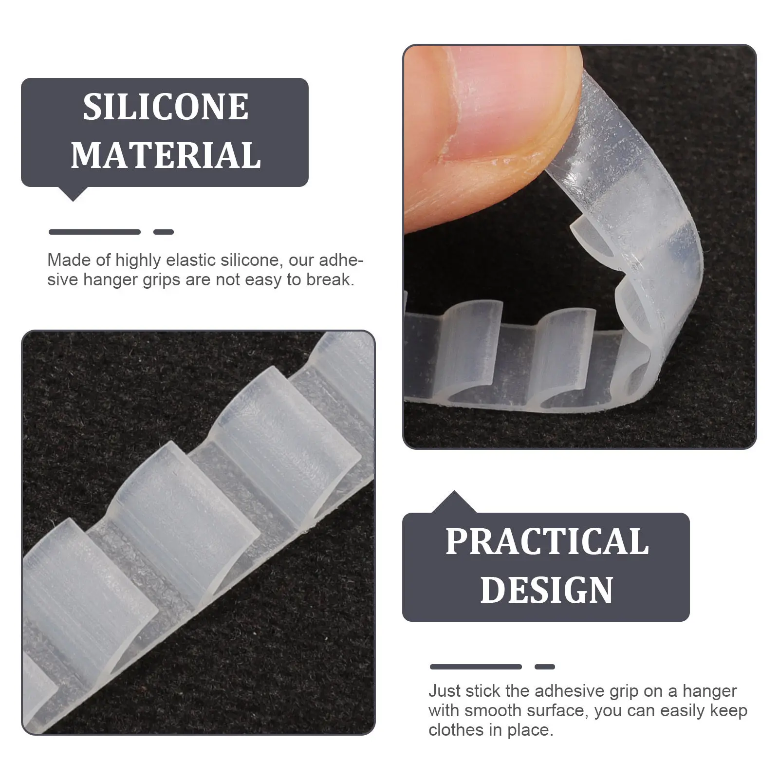 Self Adhesive Silicone Hanger Grips 100 Pieces Non Slip Strips for Clothes Hangers Wardrobe Storage