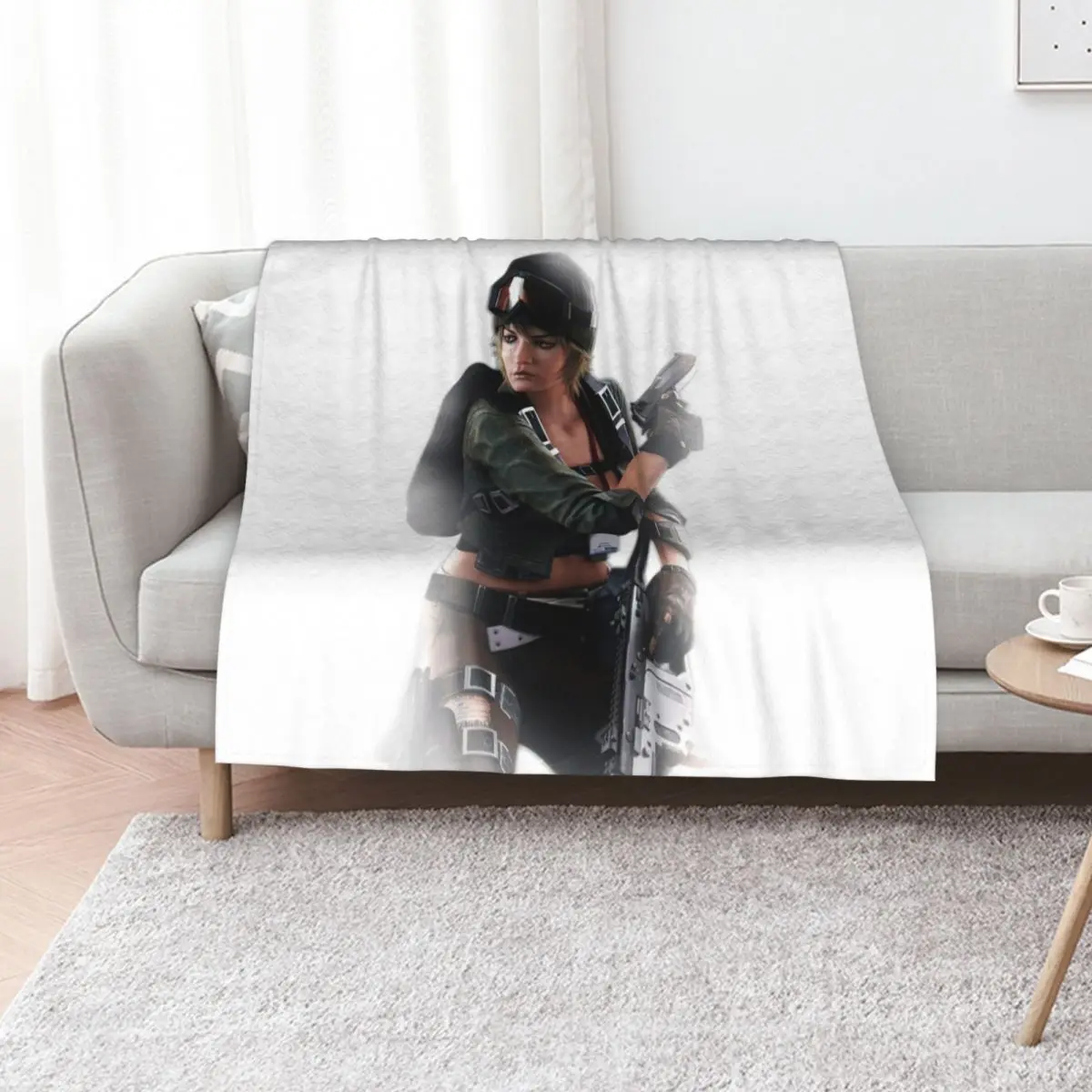 PUBG girl, Weapons, armed girl, gun, PUBG Throw Blanket Sofa Throw sofa bed Decoratives Giant Sofa Blankets