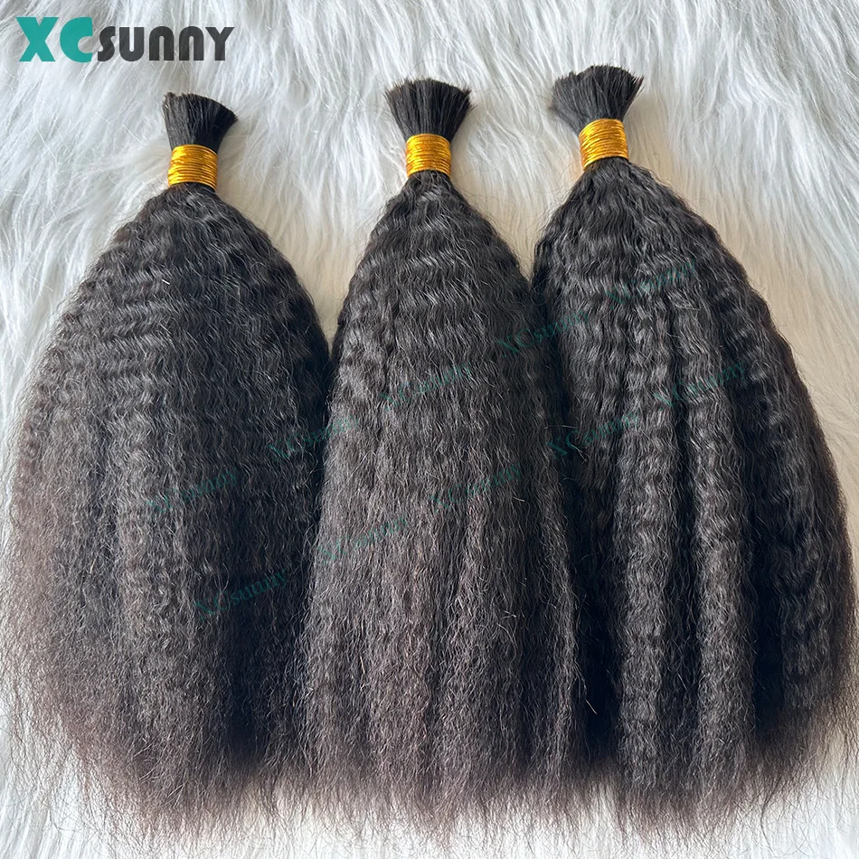 

Bulk Human Hair For Braiding Kinky Straight Hair Extensions Bulk Human Hair For Boho Braids Knotless Double Drawn Giving Bundles