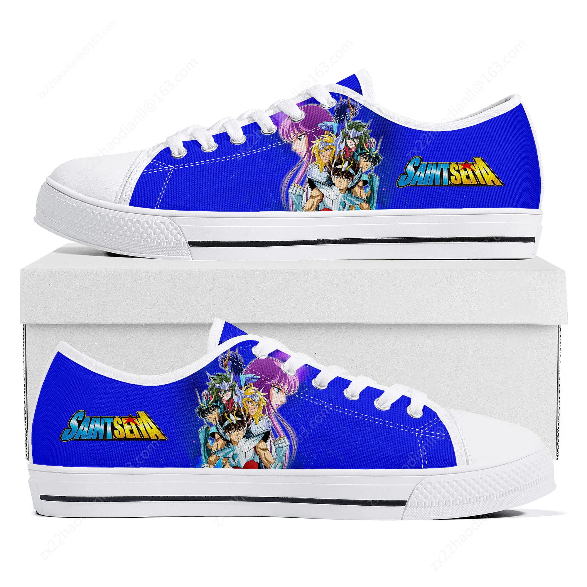 Saint Seiya Cartoon Low Top Sneakers High Quality Mens Womens Teenager Canvas Sneaker Couple Casual Shoes Custom White Shoe