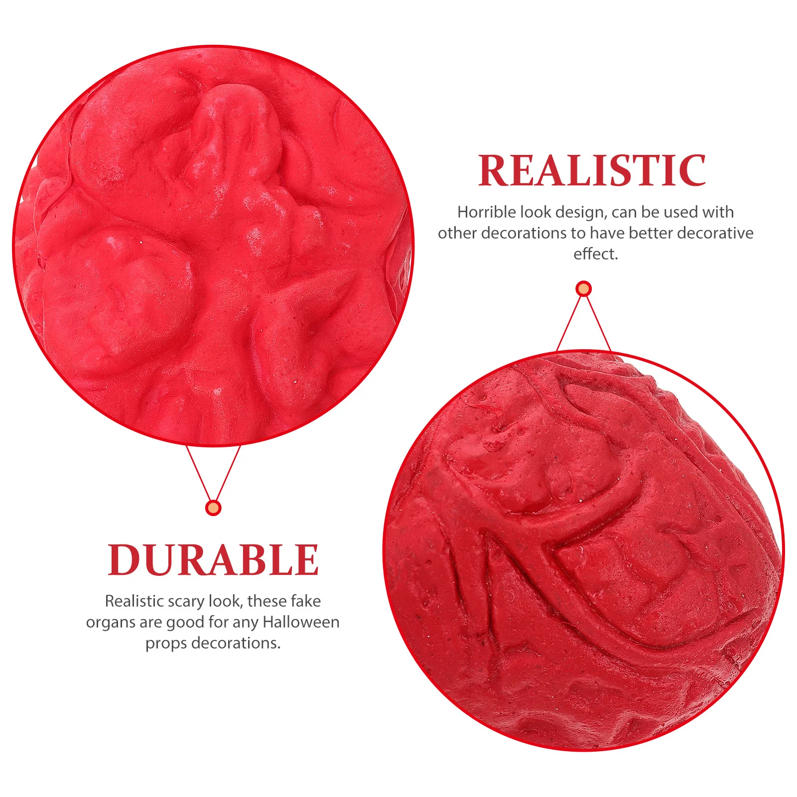 

2Pcs Simulation Fake Human Organ Set Realistic Brain Heart Decor for Halloween Haunted House Scary Ornament Prank Prop