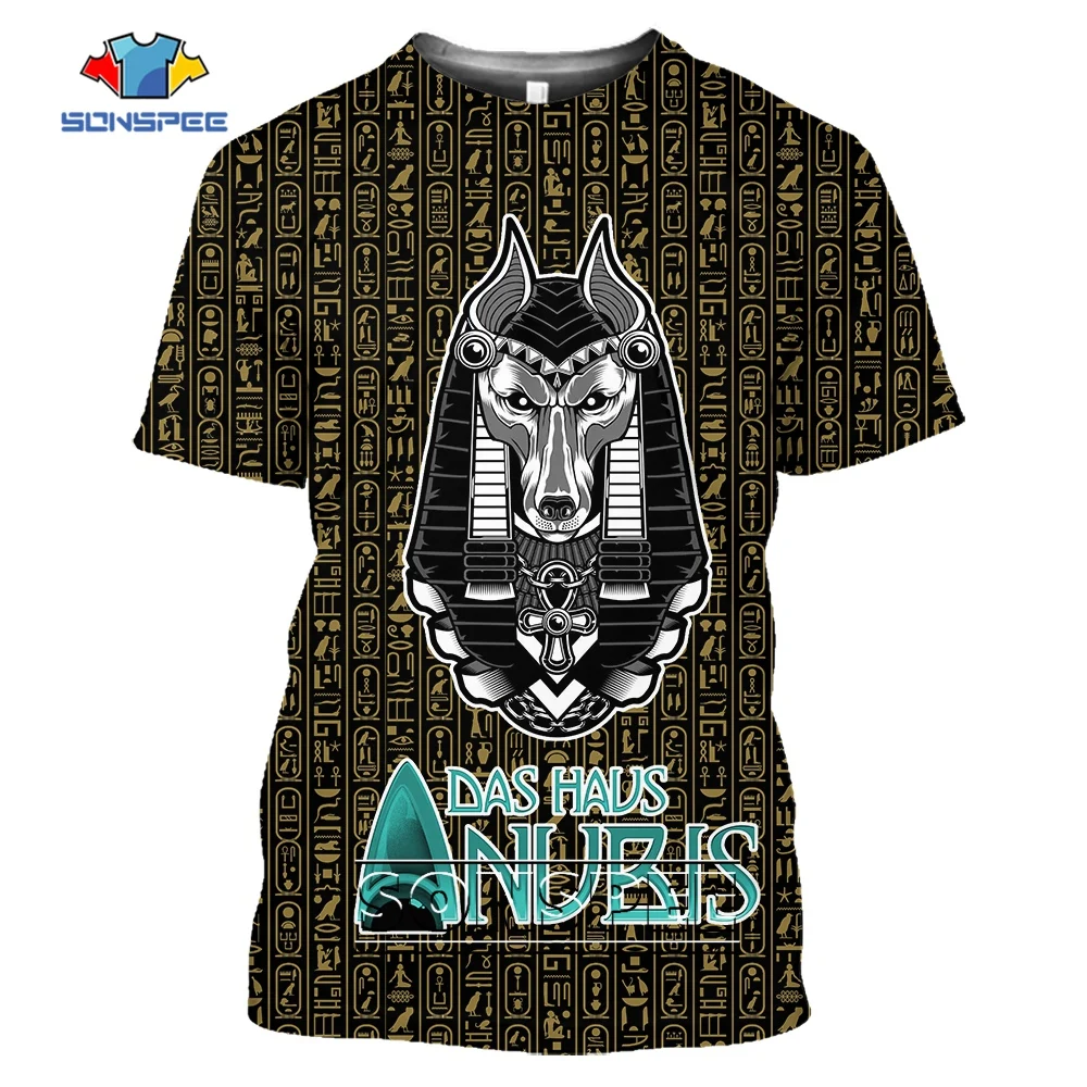 

SONSPEE Ancient Egyptian Script Graphic 3D Print T-shirt Men Women Eye of Anubis Kaoh Pattern Plus Size Streetwear Kids Tee Tops