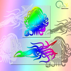 Car Stickers Octopus Squid Reflective Car Window Sticker Waterproof Fishing Box Decor Decals.