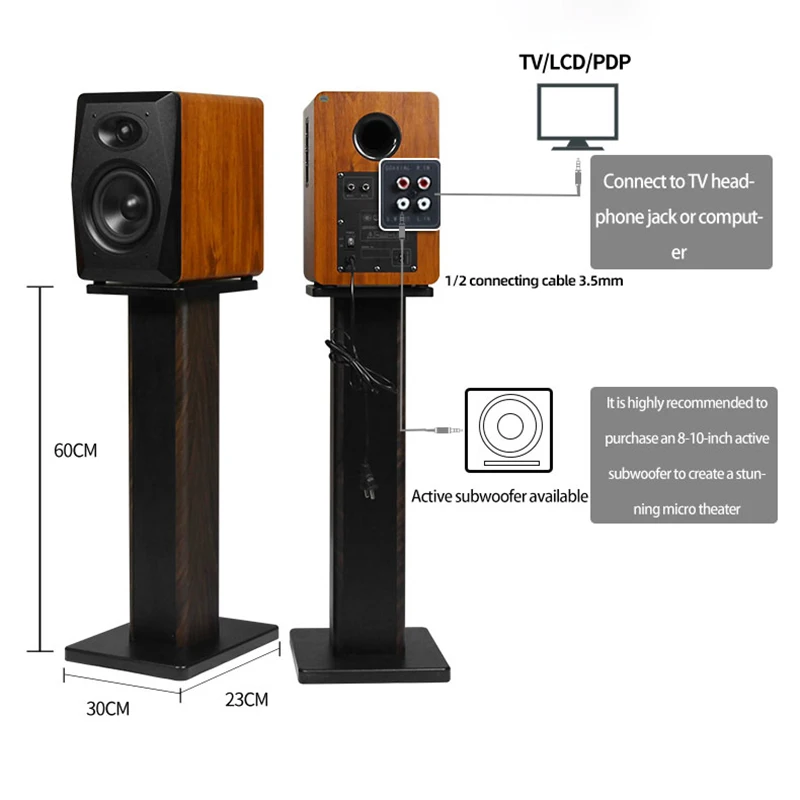 Estante de madeira com Bluetooth, Coaxial Hi-Fi Speaker, Audiophile, Computer-to-Box, Multimídia, FAV-15