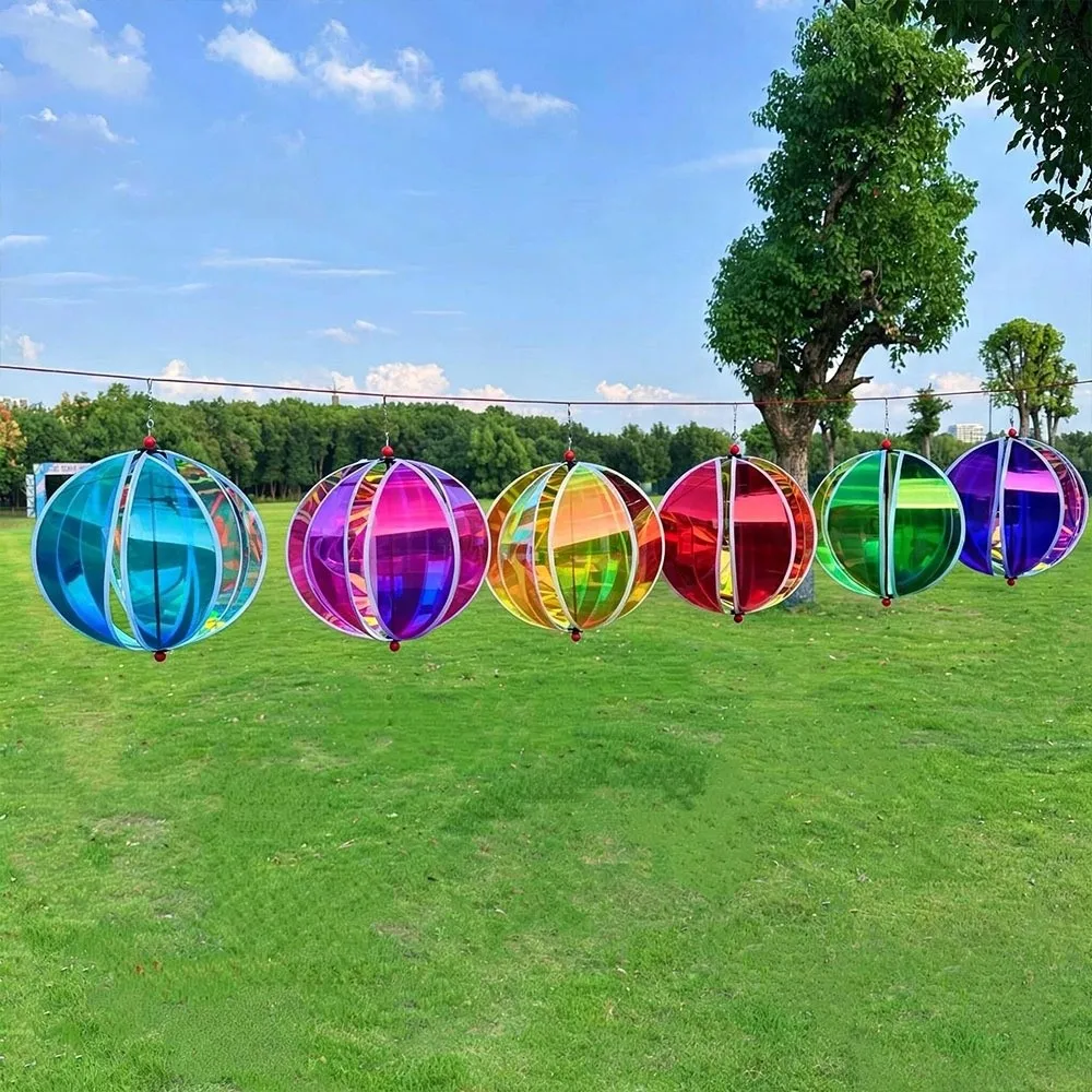 New Plastic Hot Air Balloon Spinner Rainbow Colors Multistyles Color-changing Film Wind Spinners Rotating Windmill