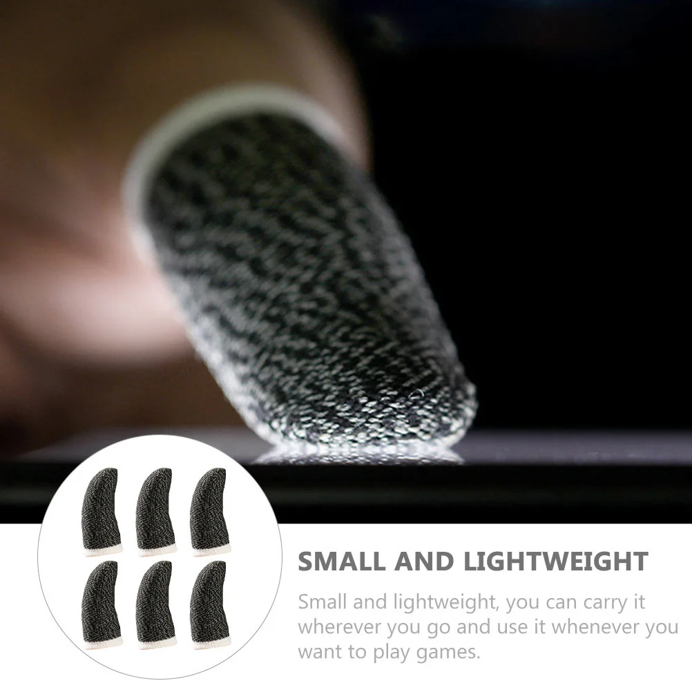 

6Pcs Mobile Game Finger Sleeves Breathable Anti-Sweat Elastic Conductive Fiber Touch Screen Thumb Covers Gaming Finger