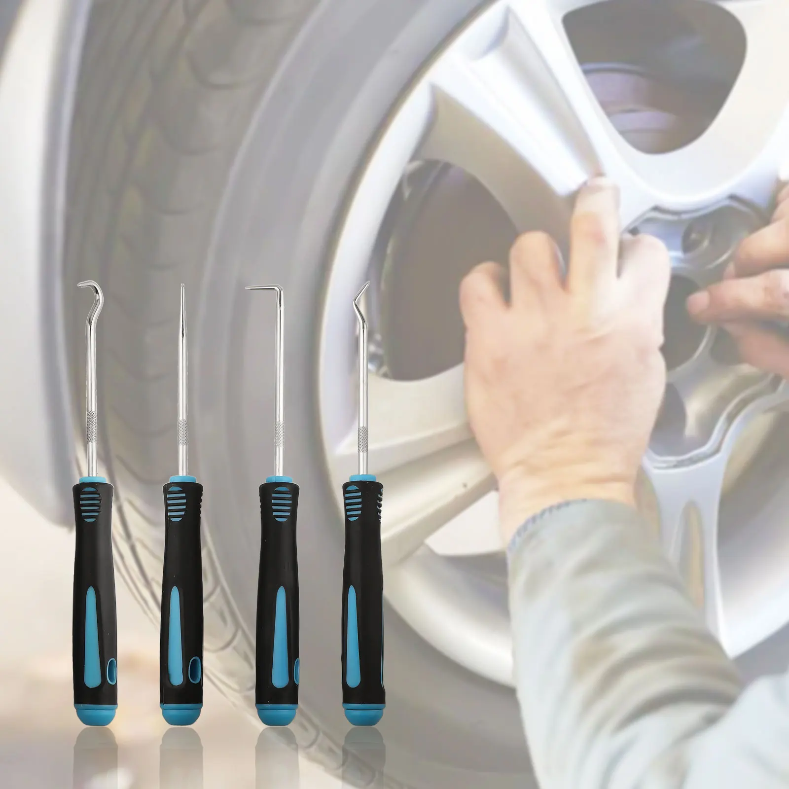 

Automotive Tool Length Approx. As Picture Car Pick Tool Angled Hook Full Hook Tool Hardened Steel Shafts Plastic Handle