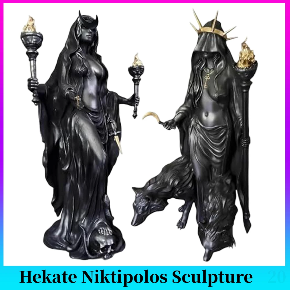 Hekate Niktipolos Sculpture,Hekate Statue,Witch Statue,Greek Goddesss with Her Hounds of Magics,Witchy Home Desktop Decor Craft
