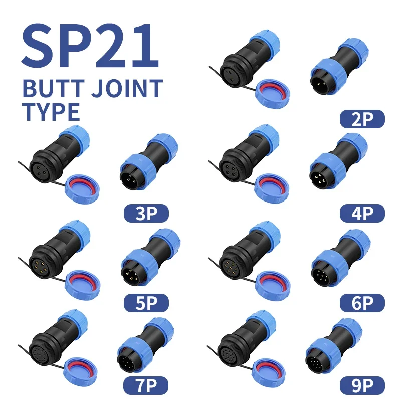 

T&I SP21 Docking Male And Female Plug Socket Waterproof IP68 Aviation Plug Socket Connector 2/3/4/5/7/9/12 Pin