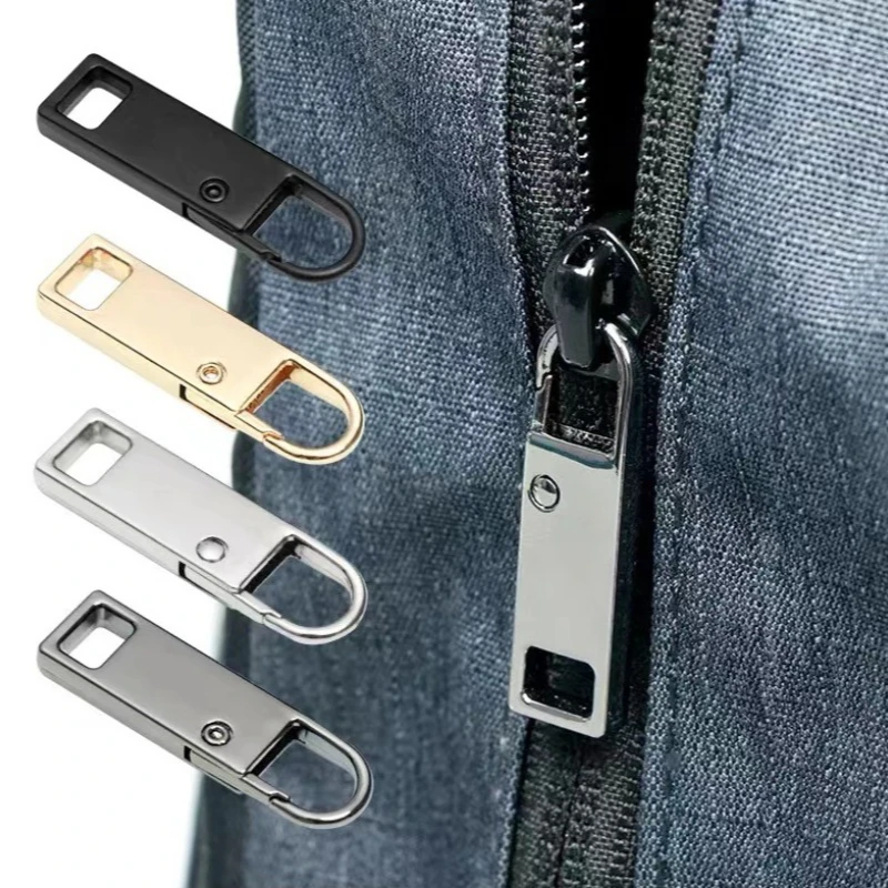 10Pcs Tool-less Metal Replaceable Zipper Head Instant Repair Detachable Luggage Purses Universal Zipper Heads Slider Puller Tool
