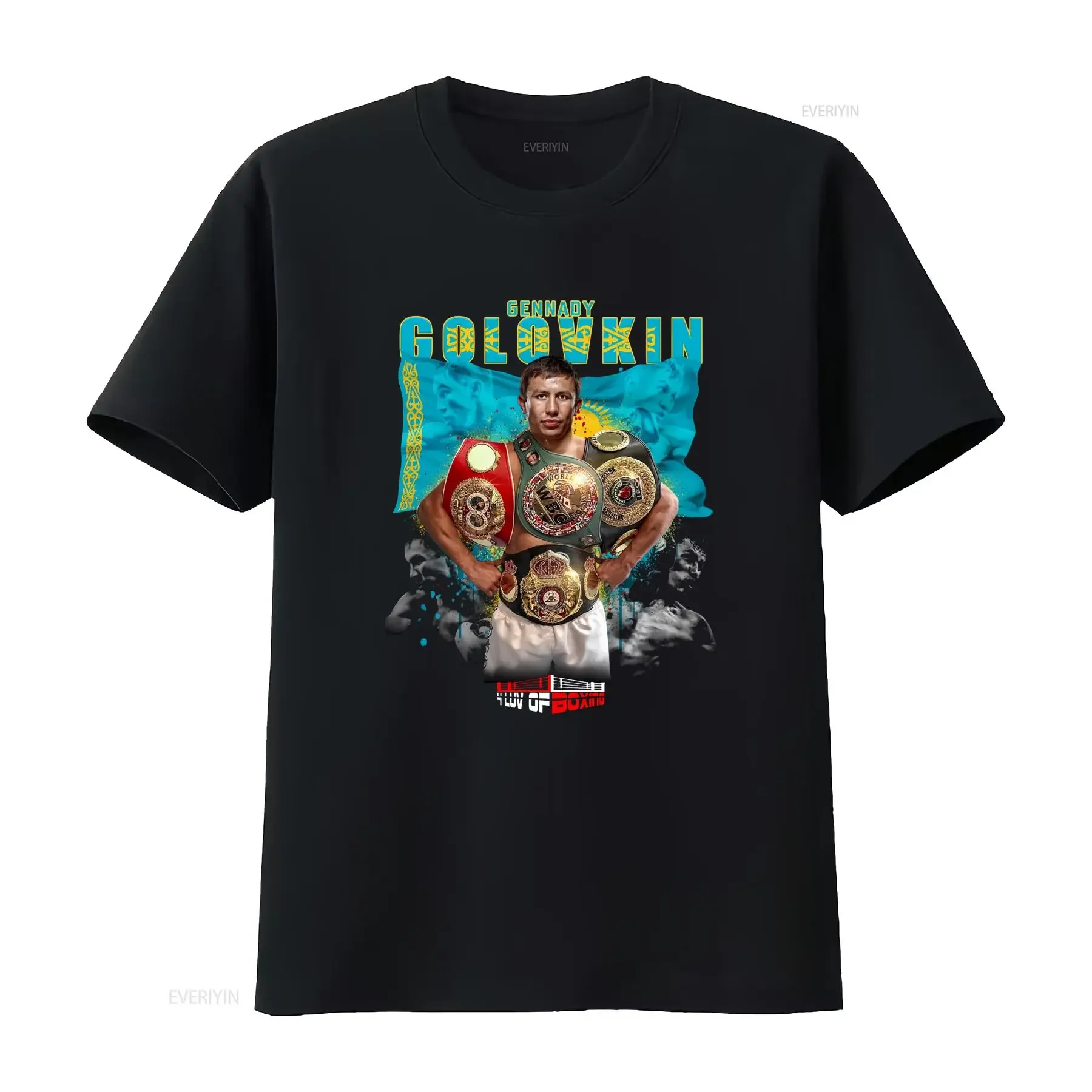 Camiseta de Boxe Gennady Golovkin GGG 4LUVofBOXING Nova BK Tee Triple G Vintage Lavada Unissex Macia para Uso Diário