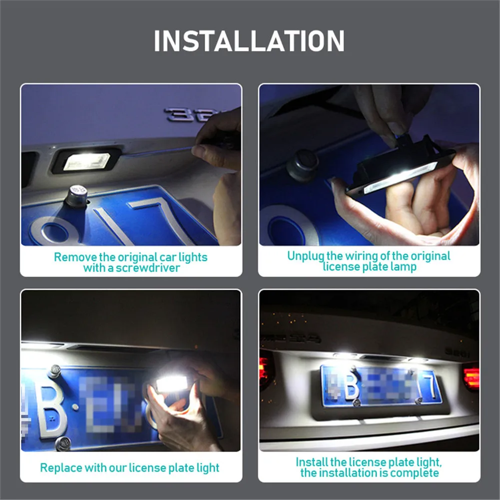 For Cayenne 2002~2010 LED Number Plate Lamp For VW Touareg Tiguan Golf5 Passat B5 Bora Saloon/Variant White License Plate Light - view 3