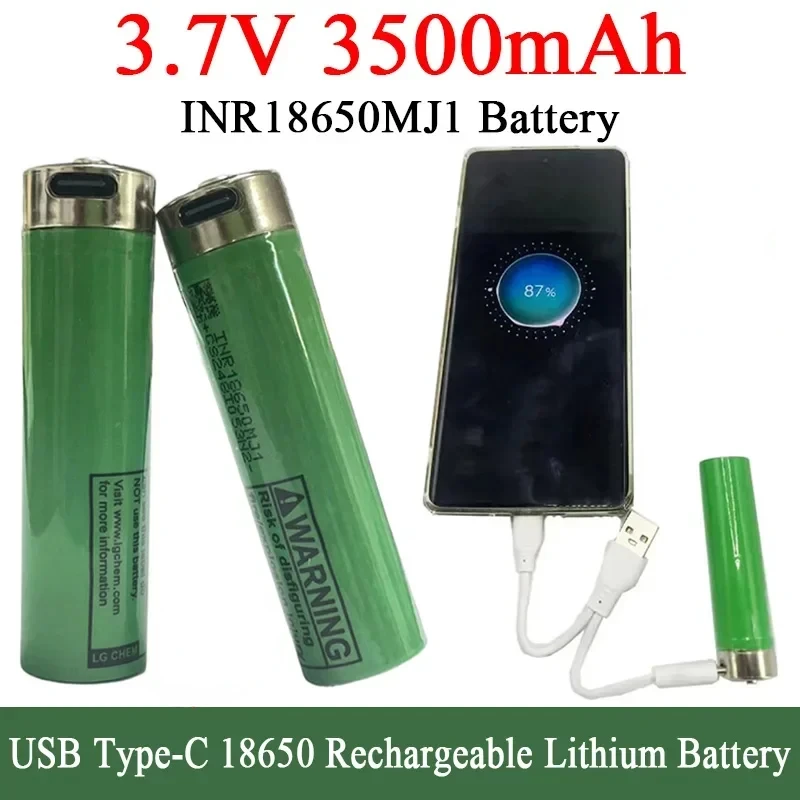 Power Bank 3.7V 3500mAh 18650 Lithium Battery INR18650 Rechargeable Battery USB TYPE-C Charging Port Supports Reverse Charging