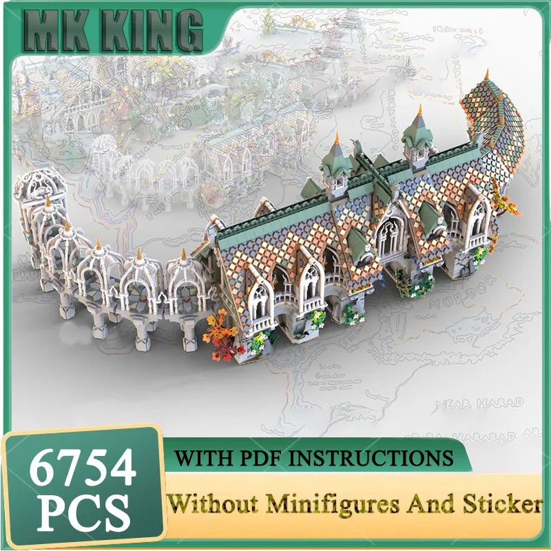 

Magic Rings Model Moc Building Bricks Modular Rivendell Ingress Gate Model Technology Blocks Christmas DIY Toy Construction Gift