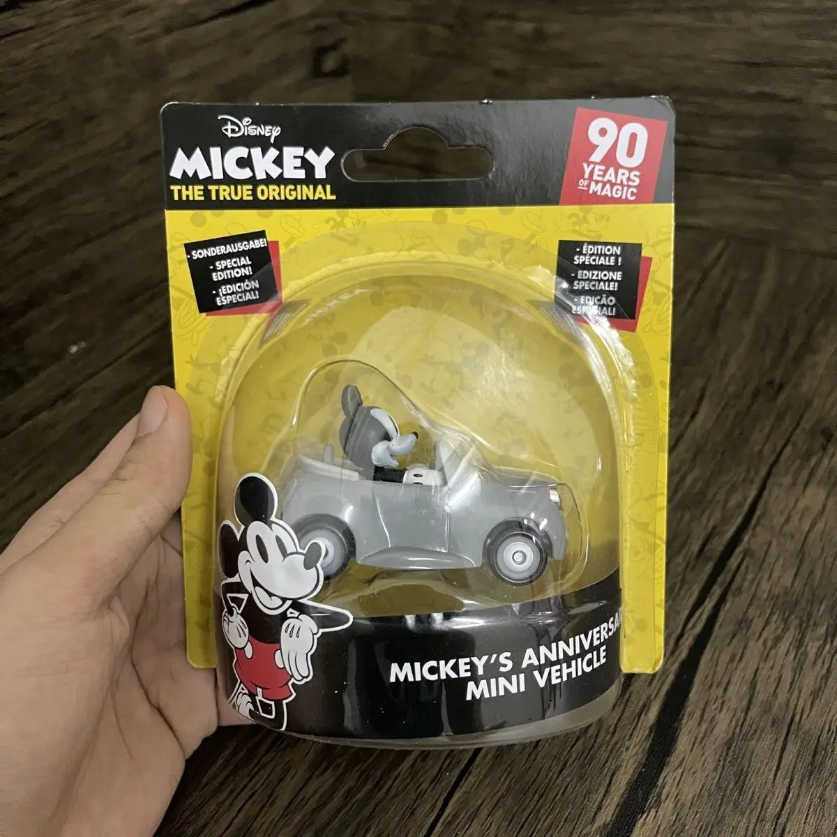 Disney 90th Anniversary Anime Model Doll Mickey Mouse Action Figure Vintage Classic Car Model Tabletop Ornament Collection Doll