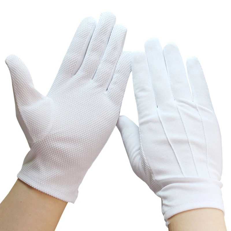 Short White Gloves for Various Outfits Nonslip Dotted Formal Tuxedo Gloves Ceremony Gloves For Parades Guard Marchings Band