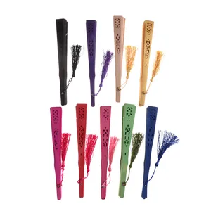 Fashion Pernikahan Tangan Harum Pesta Ukiran Kipas Lipat Bambu Kipas Kayu Cina 10 kipas tangan kayu penjualan terbaik - №