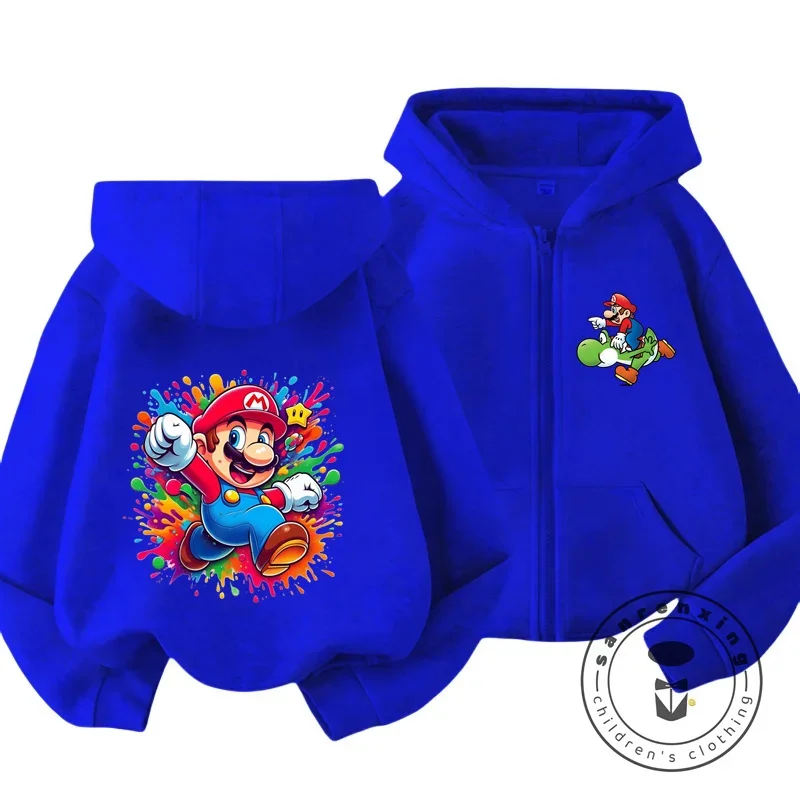 Kids Mario Zip Up Hoodie Retro Game Print for Outdoor Casual Style Comfortable Affordable Streetwear Autumn Winter New Arrival