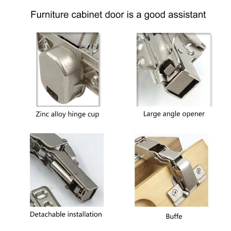 Wide Angles Soft Close Cabinet Hinges 165 Degree 0 Protrusion Quick Install Door Hinges with Mounting Plate for House