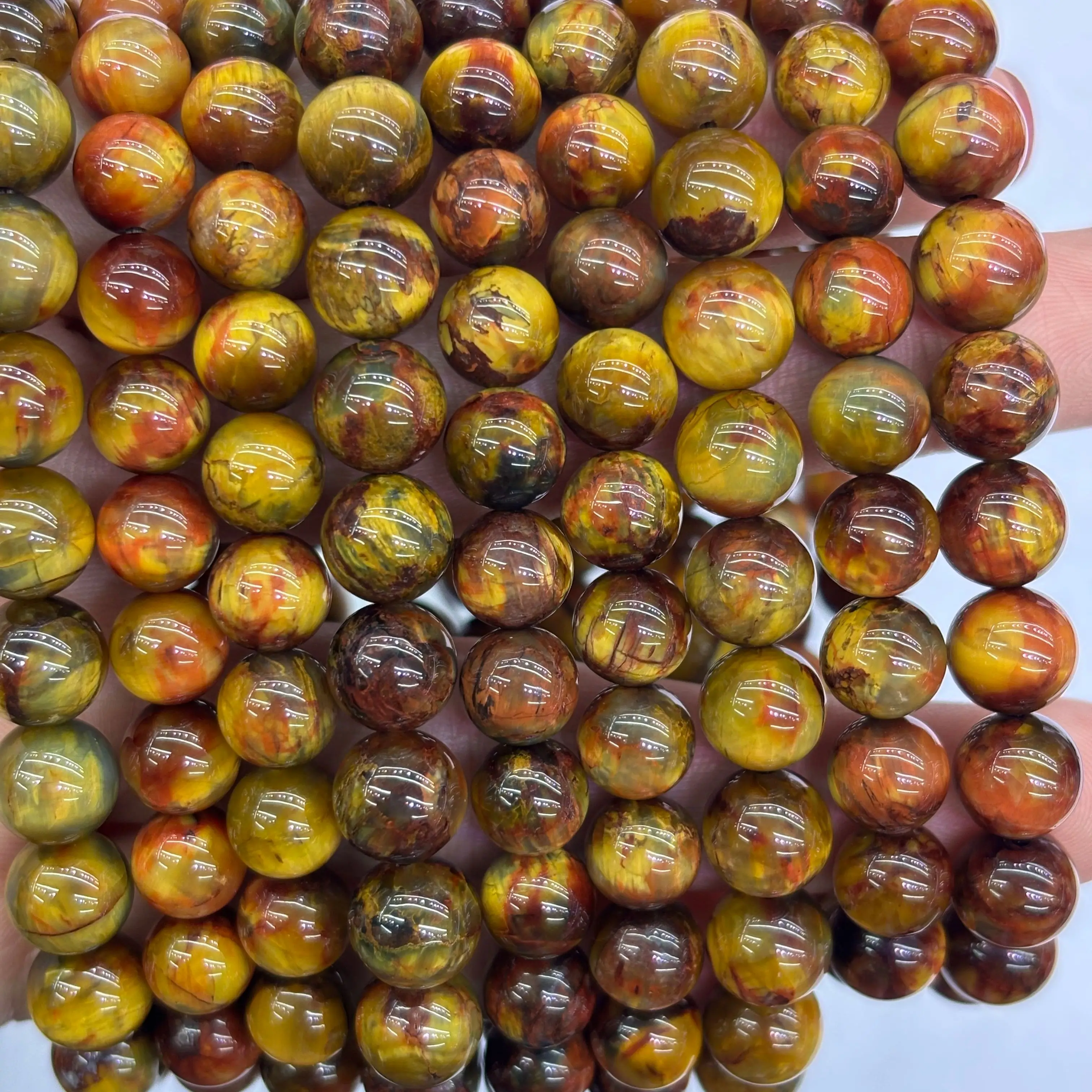 Wholesale Natural Top Namibia Phoenix Pietersite Smooth Round Bracelet Amazing Loose Beads Stone For Jewelry Making Diy Design