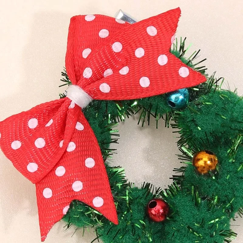 Oaoleer 2Pcs Christmas Wreath Hair Clips For Baby Girls Mini Handmade Bowknote Wreaths Hairpin Barrettes Kids Hair Accessories