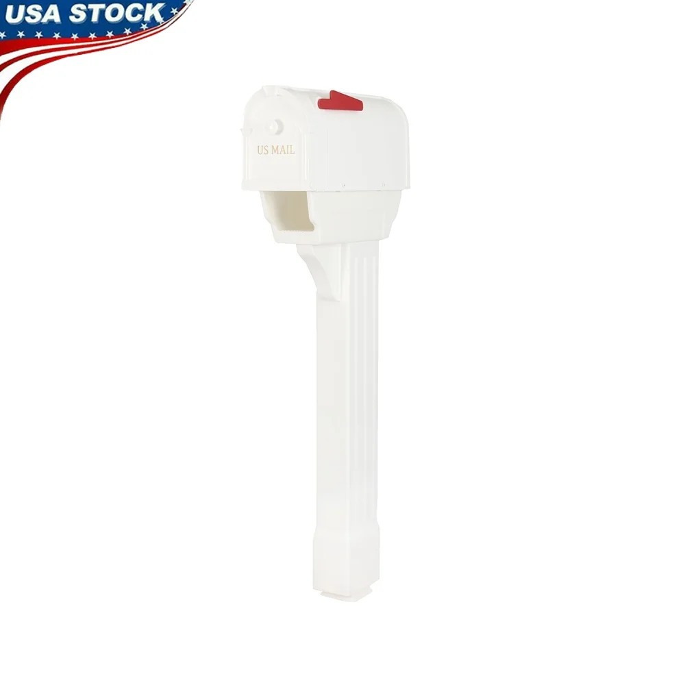 

Durable Plastic Mailbox and Post Kit Weather Resistant Stylish Design Newspaper Port Fits 4x4 Post Instant Curb Appeal