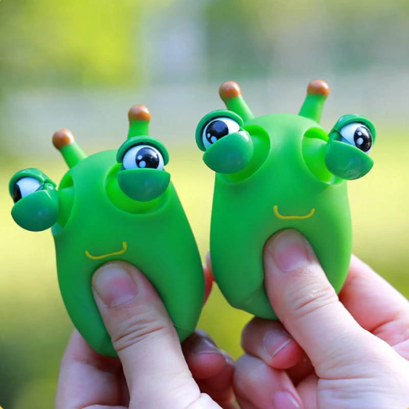 Creative Funny Eyeball Burst Squeeze Toy Green Eye Caterpillar Pinch Toys Adult Stress Relief Fidget Toy Panda Doll Toy