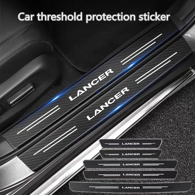 

60X7CM Car Door Sill Side Anti Scratch Protector Strip Carbon Fiber Car Sticker for Mitsubishi Lancer Car Accessories