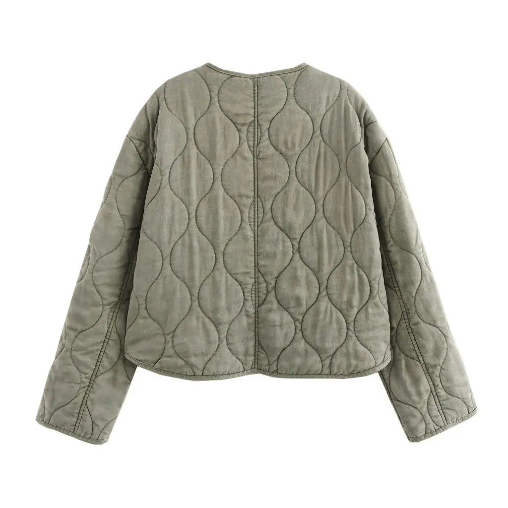 

Fashion Joker Women's Cotton-Padded Jacket Crewneck-breasted Korean Style Autumn Wear E3A388