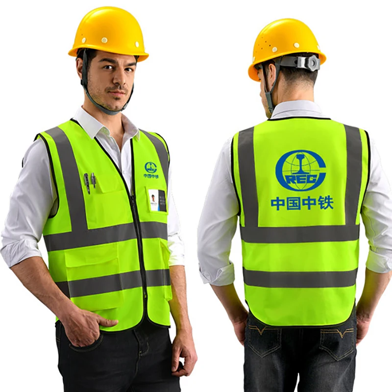 Plus Size M-4XL Construction Safety Vest Reflective Vest for Men hi vis Workwear Vest Reflective Work Wear Vest with Pockets