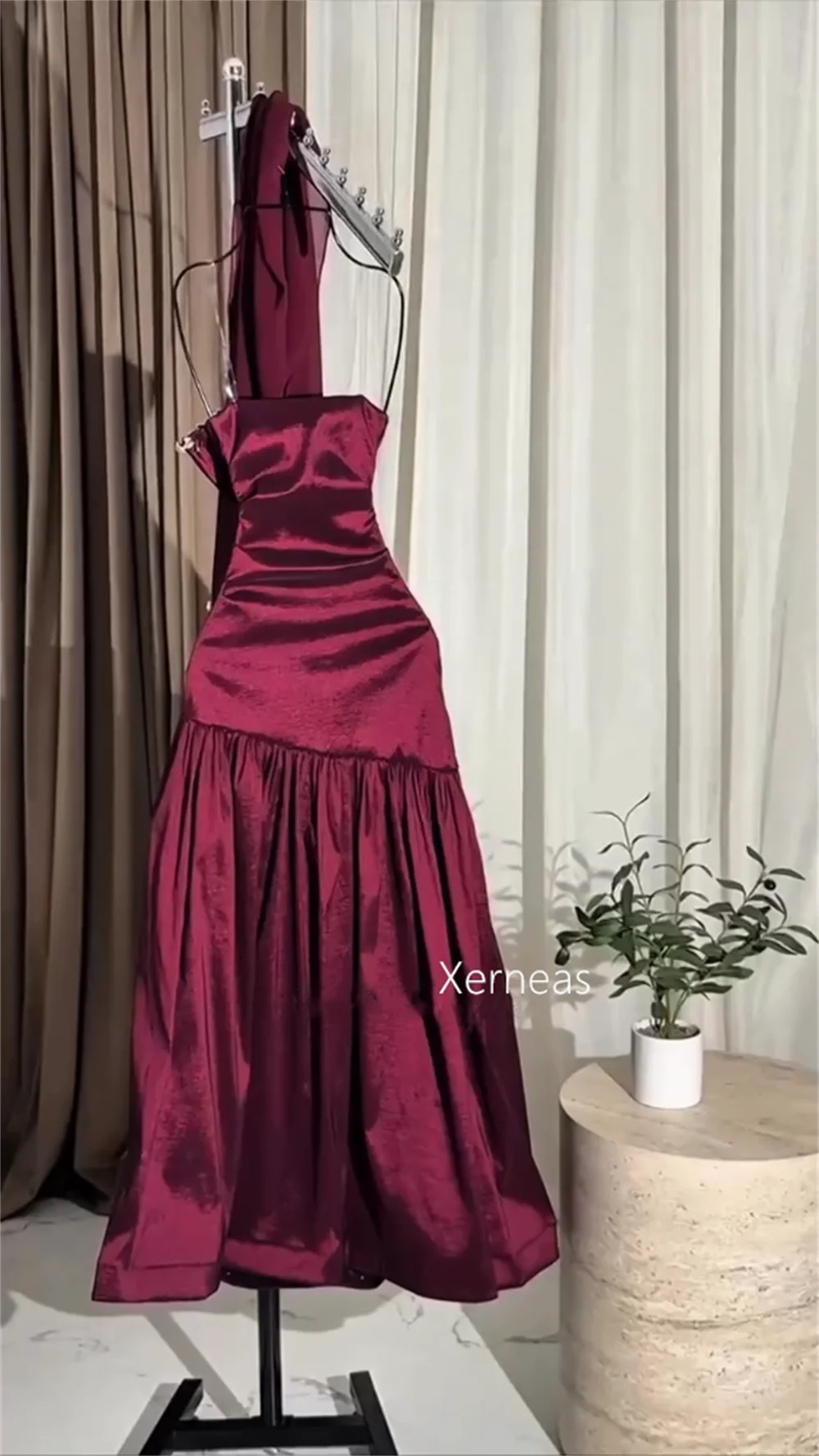 カスタマイズされたシャルムーズラインストーンショールトランペットミディドレスオーダーメイドの機会エレガントな高品質イブニングパーティードレススパークル