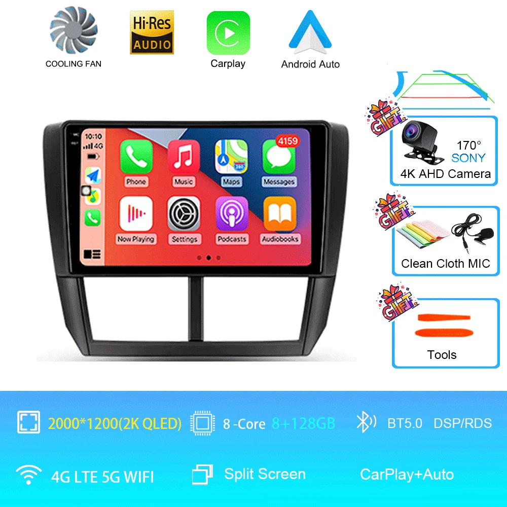 Auto radio Android 16 Carplay voor Subaru Forester 3 SH 2007-2013 voor Impreza GH GE 2 Din multimediaspeler 2 din head unit
